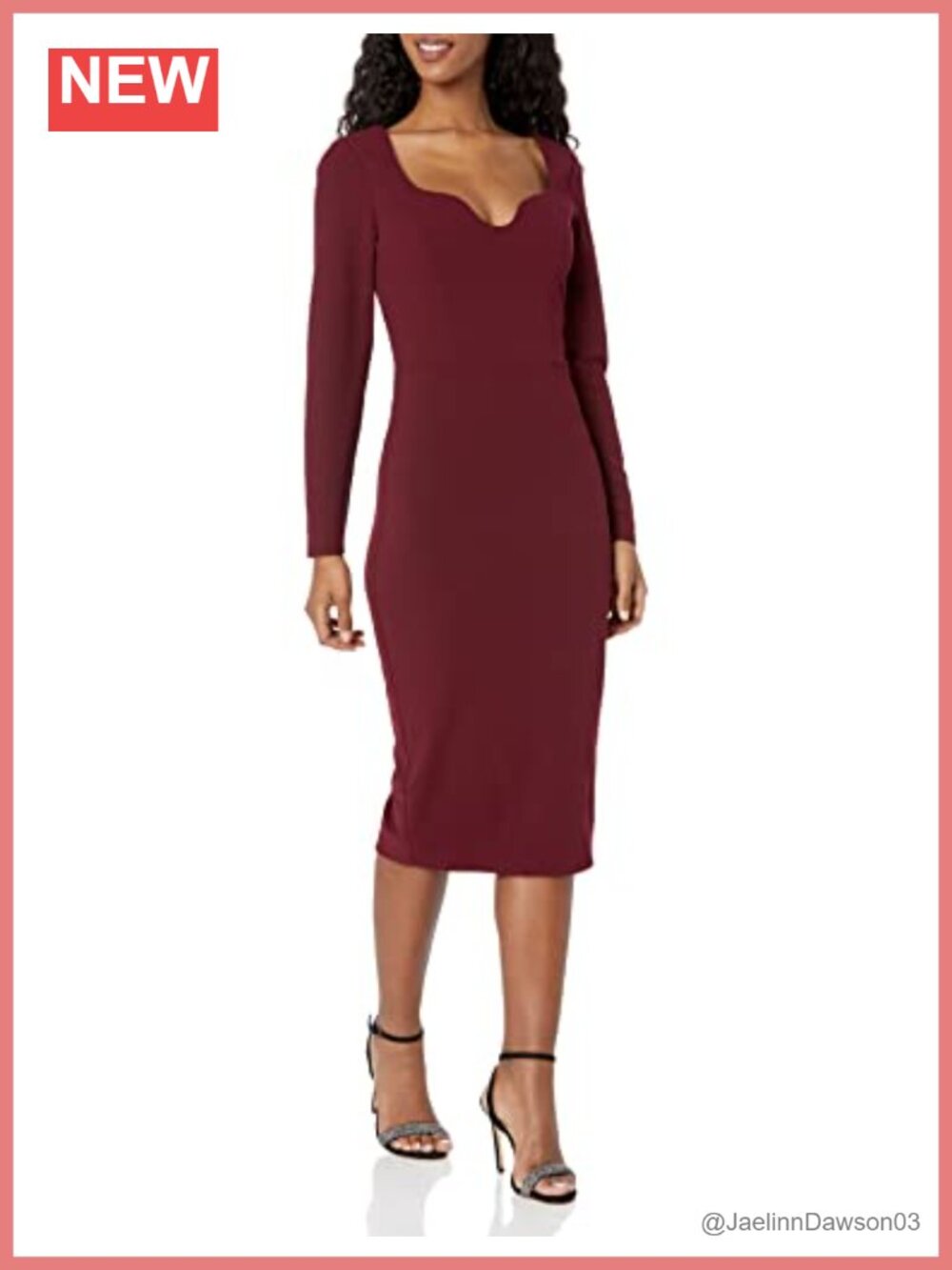 Sonia Bodycon Knee-Length Cocktail Dress Long Sleeve Formal Party